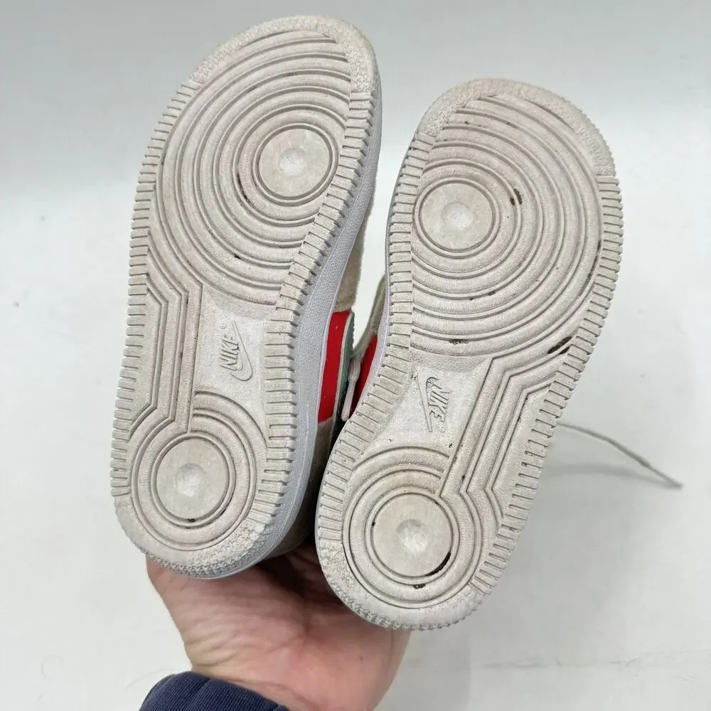 Nike Kids Force 1 Low LV8 Sandrift Track Red Size 11.5C Sporty Skater DZ2807-100